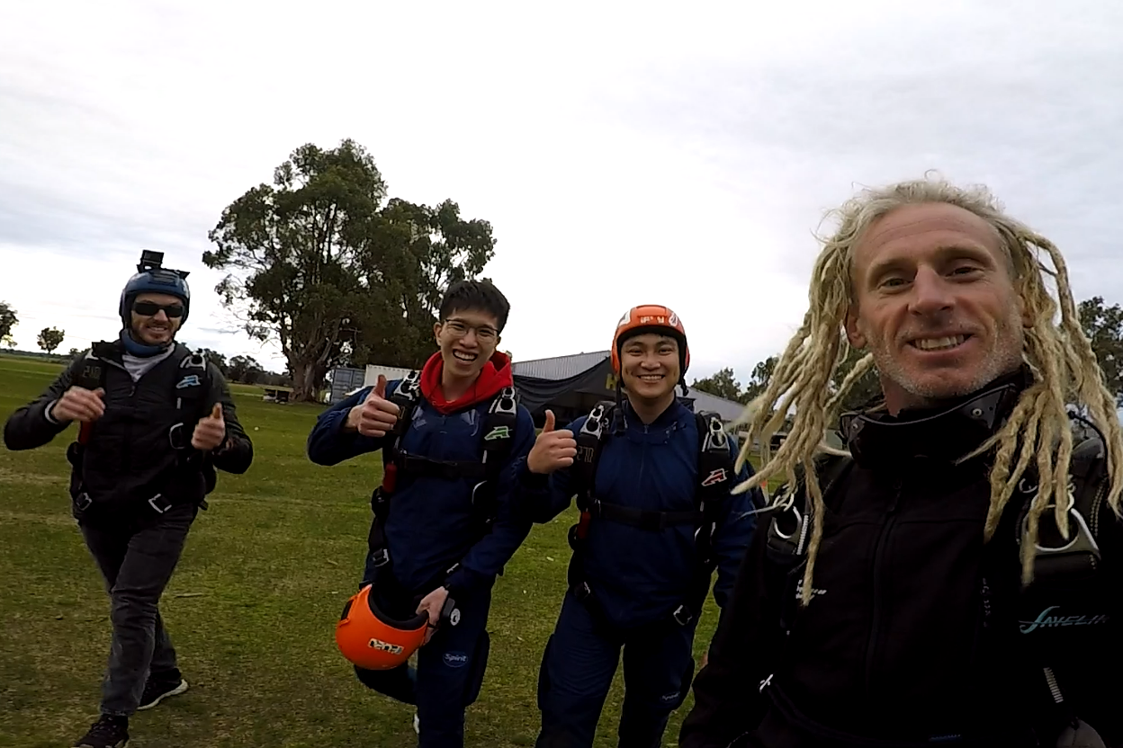 Singapore skydiving student learning to skydive solo in Western Australia with expert instructors