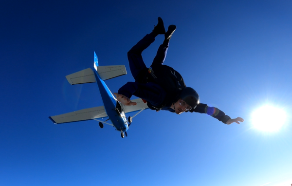 Skydive License - Learn to Skydive - AFF Singaporean solo skydive student, enjoying their 1st solo skydive exit.